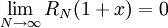 \lim_{N\to\infty}R_N(1+x)=0