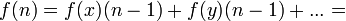 f(n)=f(x)(n-1)+f(y)(n-1)+...=
