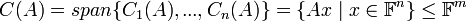 C(A)=span\{C_1(A),...,C_n(A)\}=\{Ax\; | \; x\in \mathbb{F}^n\}\leq\mathbb{F}^m