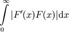 \int\limits_0^\infty |F'(x)F(x)|\mathrm dx