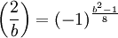 \left(\frac2b\right)=(-1)^\frac{b^2-1}8