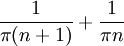 \frac1{\pi(n+1)}+\frac1{\pi n}