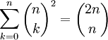 \sum_{k=0}^n\binom nk^2=\binom{2n}n