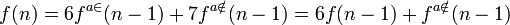 f(n)=6f^{a\in}(n-1)+7f^{a\notin}(n-1)=6f(n-1)+f^{a\notin}(n-1)