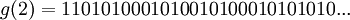 g(2)=1101010001010010100010101010...