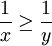 \frac{1}{x} \geq \frac{1}{y}