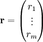 \mathbf r=\begin{pmatrix}r_1\\\vdots\\r_m\end{pmatrix}