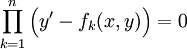 \prod_{k=1}^n\Big(y'-f_k(x,y)\Big)=0