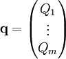 \mathbf q=\begin{pmatrix}Q_1\\\vdots\\Q_m\end{pmatrix}