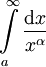 \int\limits_a^\infty\frac{\mathrm dx}{x^\alpha}