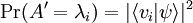 \Pr(A'=\lambda_i)=|\langle v_i|\psi\rangle|^2