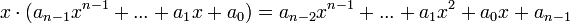 x\cdot(a_{n-1}x^{n-1}+...+a_1x+a_0)=a_{n-2}x^{n-1}+...+a_1x^2+a_0x+a_{n-1}